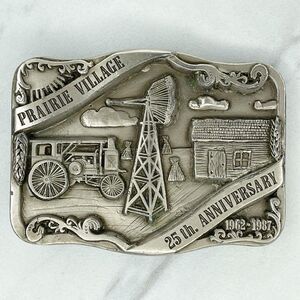 Vintage Double D Prairie Village 25th Anniversary Belt Buckle 1987 ✨